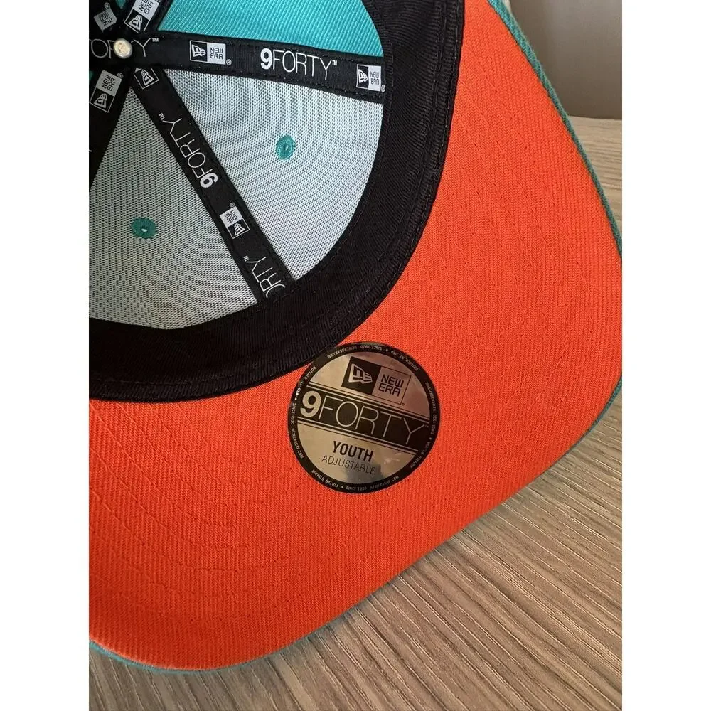 NFL Miami Dolphins Kids Adjustable Hat Aqua Teal Orange Embroidered Logo Cap